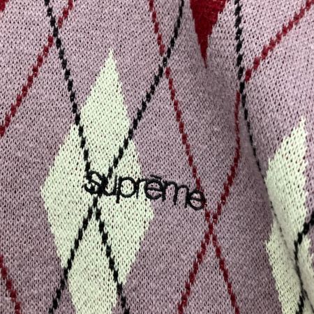  Supreme シュプリーム 21AW Argyle Zip Polo Mサイズ RN101837 グレー×レッド