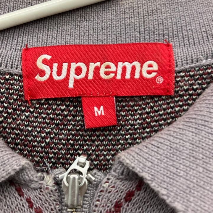 △△Supreme シュプリーム 21AW Argyle Zip Polo Mサイズ RN101837 グレー×レッド Supreme シュプリーム 21AW Argyle Zip Polo Mサイズ RN101837 グレー