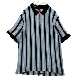 △△ Supreme シュプリーム 2022SS open knit stripe zip polo Lサイズ RN101837 ブルー×ホワイト Bランク