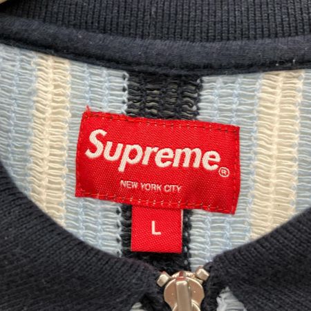 Supreme シュプリーム 2022SS open knit stripe zip polo Lサイズ RN101837 ブルー×ホワイト
