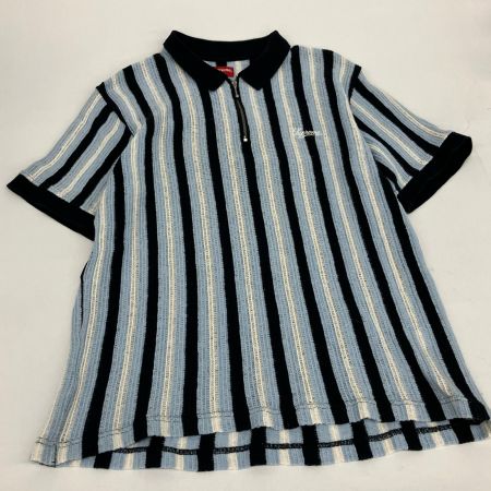  Supreme シュプリーム 2022SS open knit stripe zip polo Lサイズ RN101837 ブルー×ホワイト