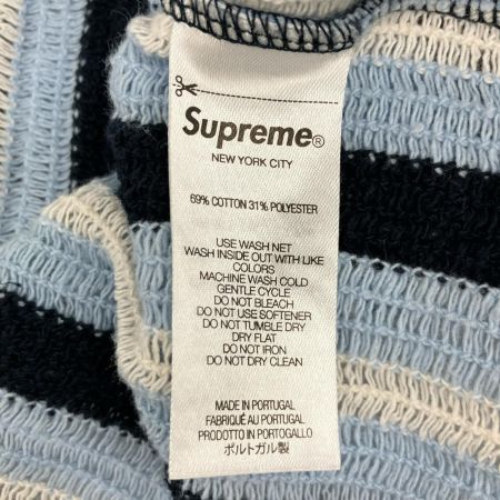  Supreme シュプリーム 2022SS open knit stripe zip polo Lサイズ RN101837 ブルー×ホワイト