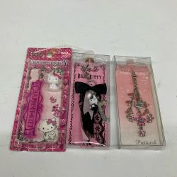 △△  ハローキティ ストラップ3個セット キラキラ フラワー ピンクロリータ  平成レトロ Sランク