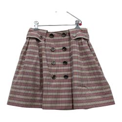△△ BURBERRY BLUE LABEL バーバリーブルーレーベル チェック　ミニスカート  銀色ボタン 38 E1S50-346-1338 ライトピンク Aランク