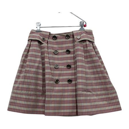  BURBERRY BLUE LABEL バーバリーブルーレーベル チェック　ミニスカート  銀色ボタン 38 E1S50-346-1338 ライトピンク