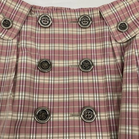  BURBERRY BLUE LABEL バーバリーブルーレーベル チェック　ミニスカート  銀色ボタン 38 E1S50-346-1338 ライトピンク
