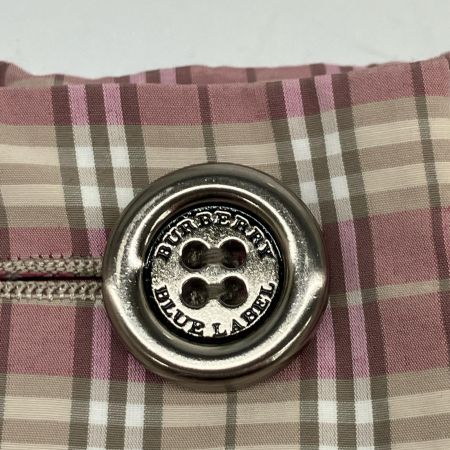  BURBERRY BLUE LABEL バーバリーブルーレーベル チェック　ミニスカート  銀色ボタン 38 E1S50-346-1338 ライトピンク