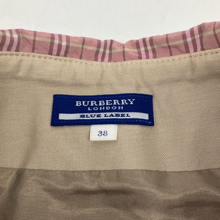  BURBERRY BLUE LABEL バーバリーブルーレーベル チェック　ミニスカート  銀色ボタン 38 E1S50-346-1338 ライトピンク
