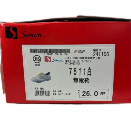 simon 安全靴 simon CE0207006 ホワイト 静電気帯電防止靴 26.0cm CE0207006 ホワイト