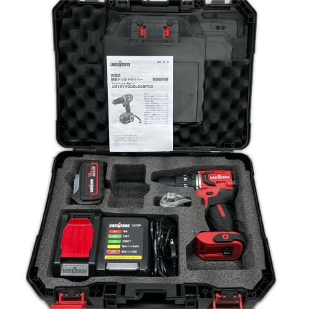  UBERMANN 充電式振動ドリルドライバー 5.0Ahセット 18v UB18VVDDBL60BFS レッド