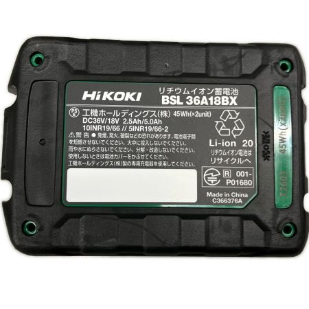  HiKOKI ハイコーキ インパクトドライバ ブラック充電器・充電池2個・ケース付 36v 2.5Ah J1606285 T2603 2512AB WH36DD ブラック