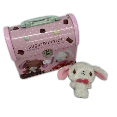   シュガーバニーズ　しろうさ ぬいぐるみマスコット 2005年製 &缶セット 平成レトロ サンリオ 