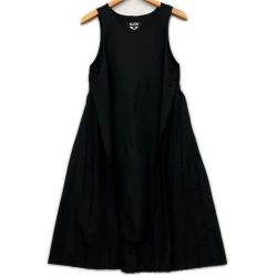 △△ BLACK COMME des GARCONS AD2024 ダメージ加工 背面プリーツワンピース S ブラック Bランク