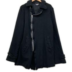 BLACK COMME des GARCONS  21AW 斜めジップ ウール縮絨 コート AD2021 1H-C002 ブラック Bランク
