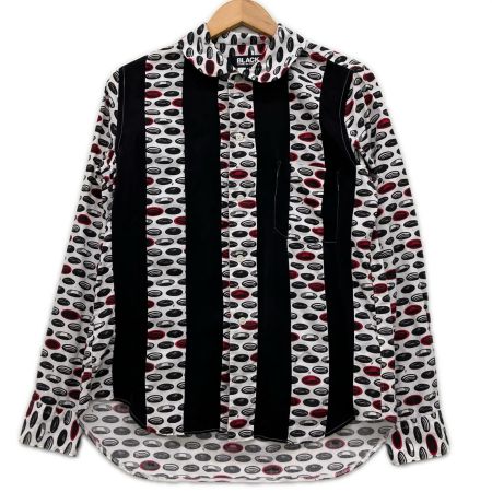 COMME des GARCONS コムデギャルソン 異素材mix 柄×ストライプシャツ AD2018  1C-B016 ホワイト×ブラック