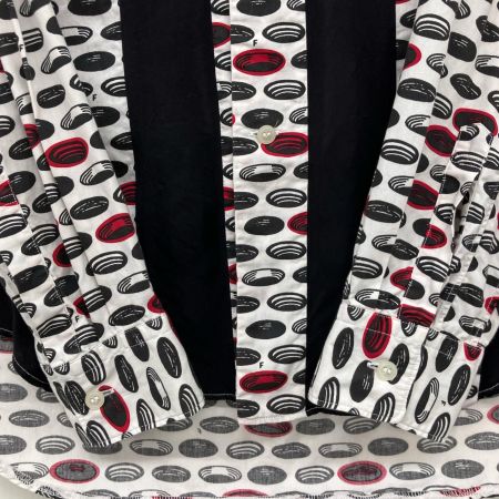 COMME des GARCONS コムデギャルソン 異素材mix 柄×ストライプシャツ AD2018  1C-B016 ホワイト×ブラック
