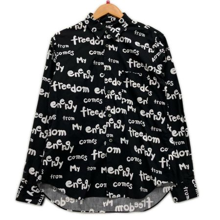 BLACK COMME des GARCONS シャツ AD2019 M 英語柄 1D-B019 ブラック