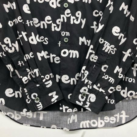 BLACK COMME des GARCONS シャツ AD2019 M 英語柄 1D-B019 ブラック
