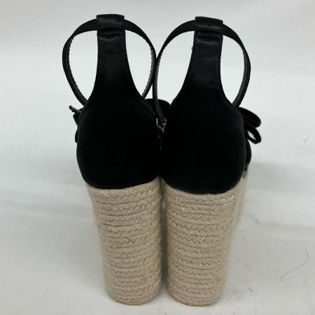 Darich ウェッジソールサンダル Lサイズ リボン ラインストーンロゴ ブラック