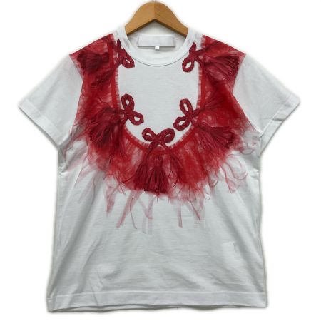 tao COMME des GARCONS Tシャツ リボンチュールプリント M AD2026 TR-T003 ホワイト