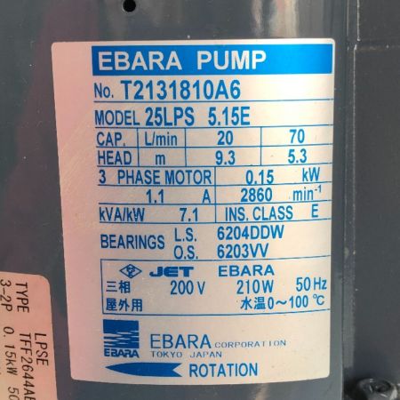  エバラ LPS型 ラインポンプ