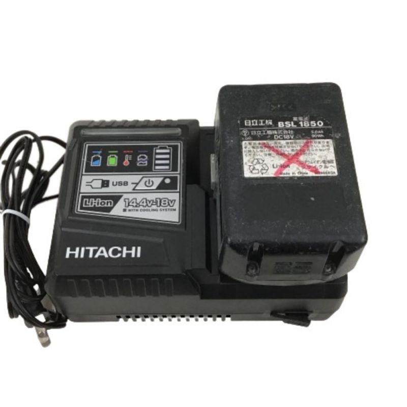 中古】 HITACHI 日立 コードレスインパクトドライバ 充電器・充電池２ 
