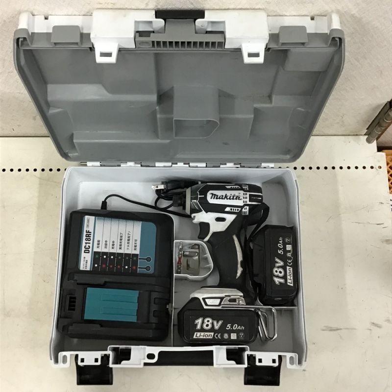 中古】 MAKITA マキタ インパクトドライバ 白 充電器・充電池2個 ...