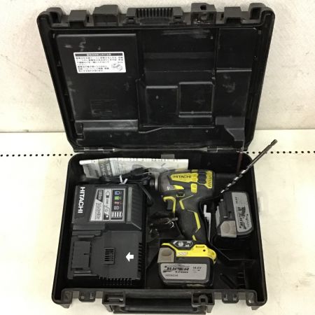  HITACHI 日立 インパクトドライバ　充電器・充電池2個・ケース付　アクティブイエロー 黄色 WH14DDL2