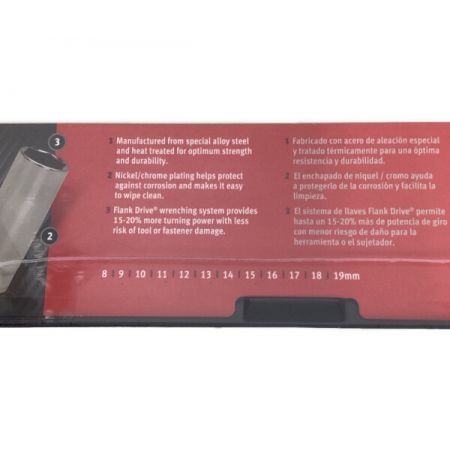  Snap-on スナップオン ディープソケットセット　12本 8㎜－19㎜ 212SFSMY