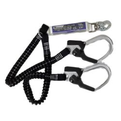 ◇◇ タニザワ フルハーネス用伸縮ランヤード 2丁掛け用　第2種 ﾌﾙﾊｰﾈｽ用伸縮ﾗﾝﾔｰﾄﾞ 2丁掛け用 ブラック Aランク