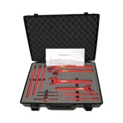 ◇◇ FISCO 絶縁スパナ・メガネレンチセット 12点セット　ケース付 レッド Cランク