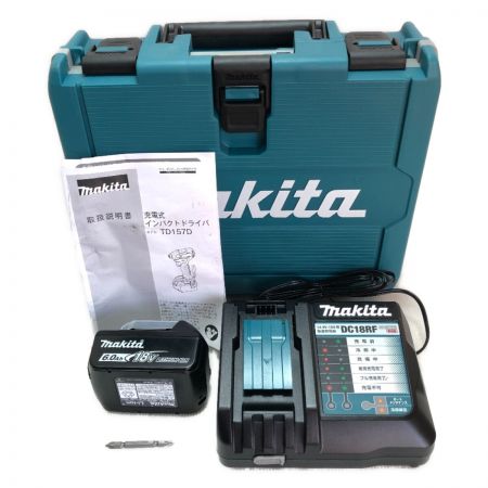  MAKITA マキタ 充電式インパクトドライバ 18ｖ 充電器・充電池2個・ケース付 TD157DRGX ブルー