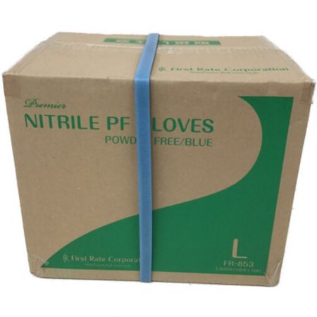  プレミア Lサイズ プレミア ニトリルPFグローブ 使い捨てゴム手袋 パウダーなし ブルー 100枚×10箱 FR-853 ブルー