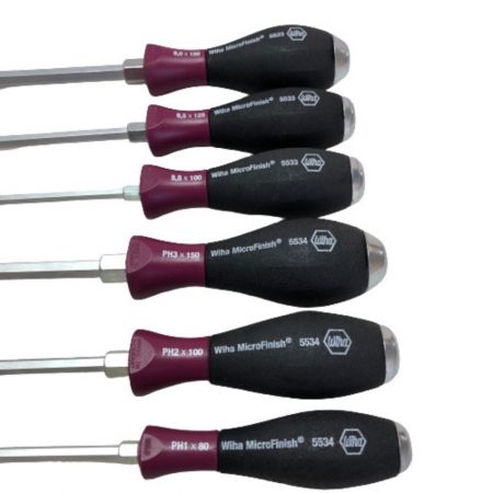  Wiha ビーハ ドライバー 6本セット（プラス３本・マイナス３本） 5533 パープル