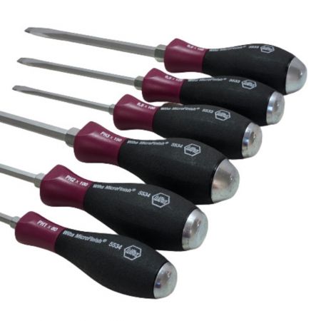  Wiha ビーハ ドライバー 6本セット（プラス３本・マイナス３本） 5533 パープル