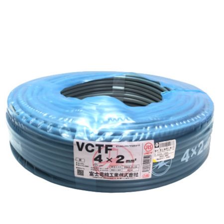  富士電線工業(FUJI ELECTRIC WIRE) VCTFケーブル 4×2 100ｍ 2022年11月製 灰 VCTF 4x2mm