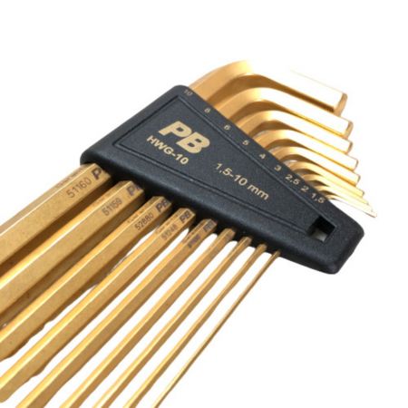  PB SWISS TOOLS ハンドツール　６角レンチ　９本セット　本体のみ  キズ・ヨゴレ有　 HWG-10 ゴールド