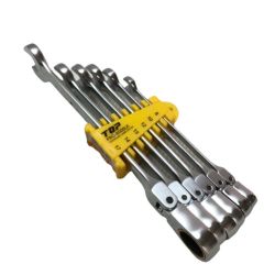 ◇◇ TOP工業 首振りロックラチェットコンビセット 8-17 ６本セット FRC-6000LK シルバー Bランク