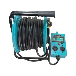 ◇◇ NICHIDO 200v アース付コードリール 漏電しゃ断器付 RND-EB33OSL グリーン Cランク