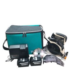 ◇◇ RYOBI リョービ 充電式集じん兼用丸ノコ 充電器・充電池2個・ケース付 刃の安全カバーなし BNW-11XR ブラック Dランク