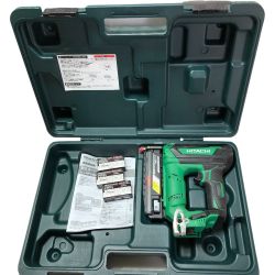 ◇◇ HITACHI 日立 35mm コードレスピン釘打ち機 14.4v ケース付 NP14DSAL グリーン Cランク