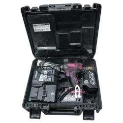 ◇◇ HITACHI 日立 インパクトドライバ 充電器・充電池2個・ケース付 18v WH18DDL2 ショッキングピンク Cランク