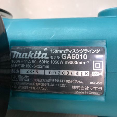  MAKITA マキタ ディスクグラインダー 本体のみ 150mm 100v  GA6010 ブルー