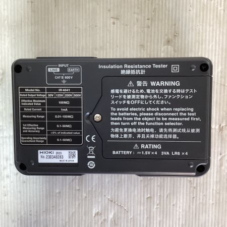  HIOKI テスター 絶縁抵抗計 IR40412-10 ブラック