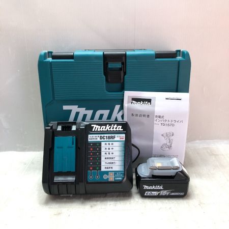  MAKITA マキタ 充電式インパクトドライバ 18ｖ 充電器・充電池２個・ケース付 TD157DRGX ブルー