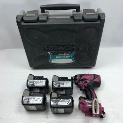 ◇◇ HITACHI 日立 インパクトドライバ ケース付 充電池4個 WH14DSL2 ショッキングピンク Cランク