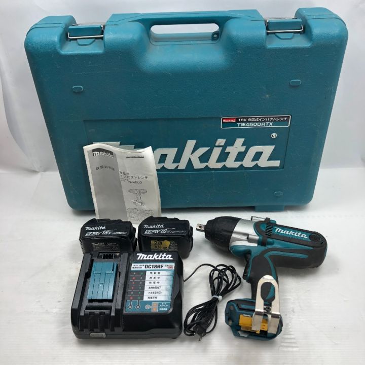 MAKITA マキタ インパクトレンチ 充電器・充電池2個・ケース付 コードレス式 TW450DRTX ブルー｜中古｜なんでもリサイクルビッグバン