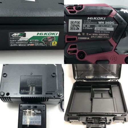  HiKOKI ハイコーキ インパクトドライバ 程度B 充電器・充電池1個・ケース付 36v J2107096 WH36DC レッド