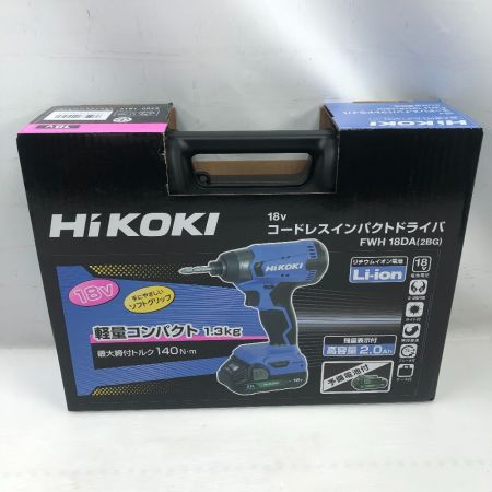   定番工具 HiKOKI 18Vコードレスインパクトドライバ 未使用品 付属品完備 HiKOKI 18Vｺｰﾄﾞﾚｽｲﾝﾊﾟｸﾄﾄﾞﾗｲﾊﾞ FWH18DA(2BG)