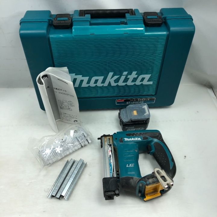 【引取限定】マキタ　ST120D　充電式タッカ　中古【うるま市田場】 MAKITA マキタ 電動工具 充電式タッカ 充電池・ケース付き ST120D